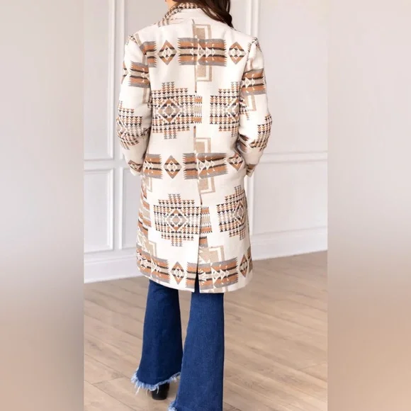Women's Patterned Pea Coat - Picture 6 of 7